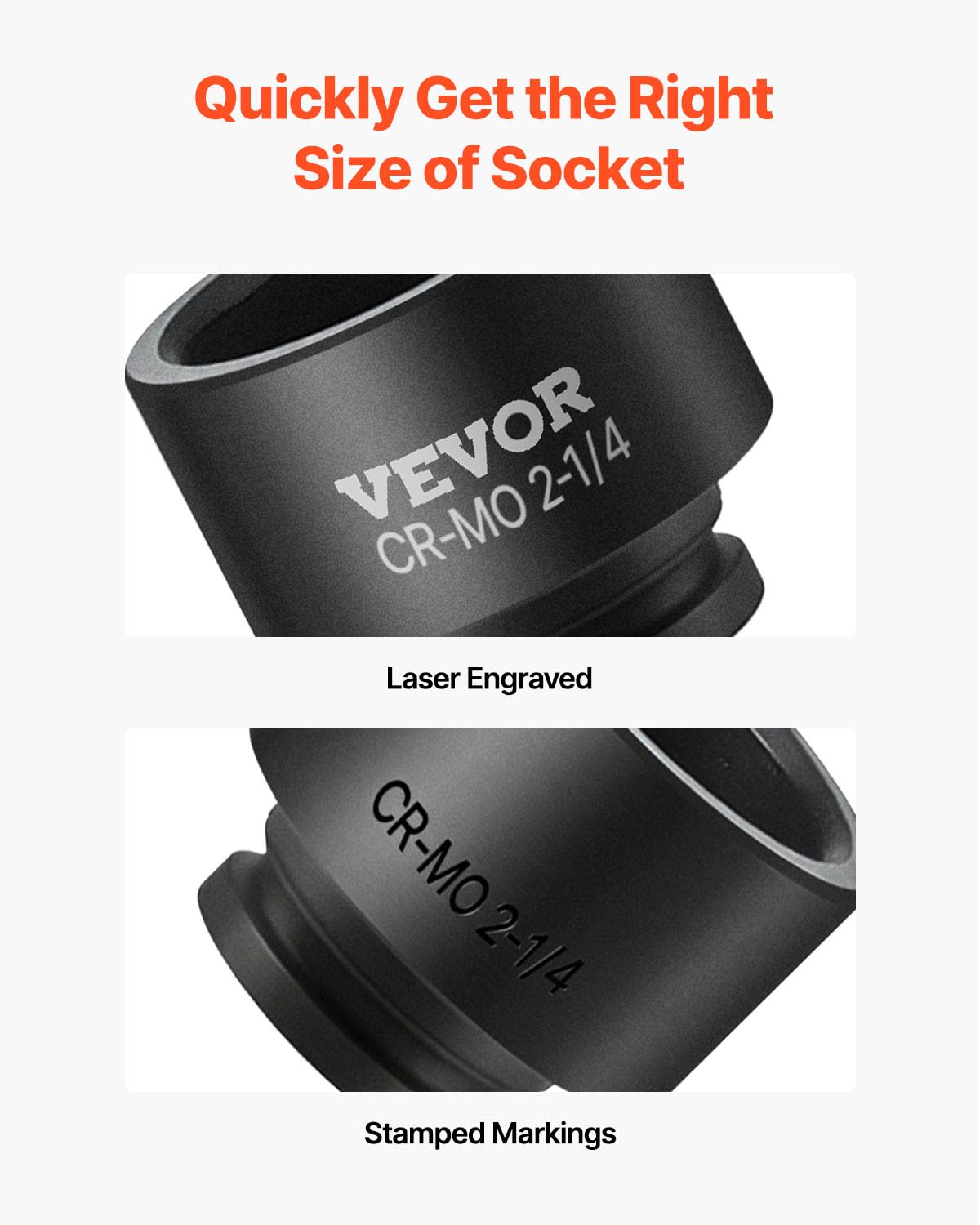 VEVOR 1/2" Drive Impact Socket Set, 65 Piece SAE 3/8" to 1-1/4" and Metric 10-24mm