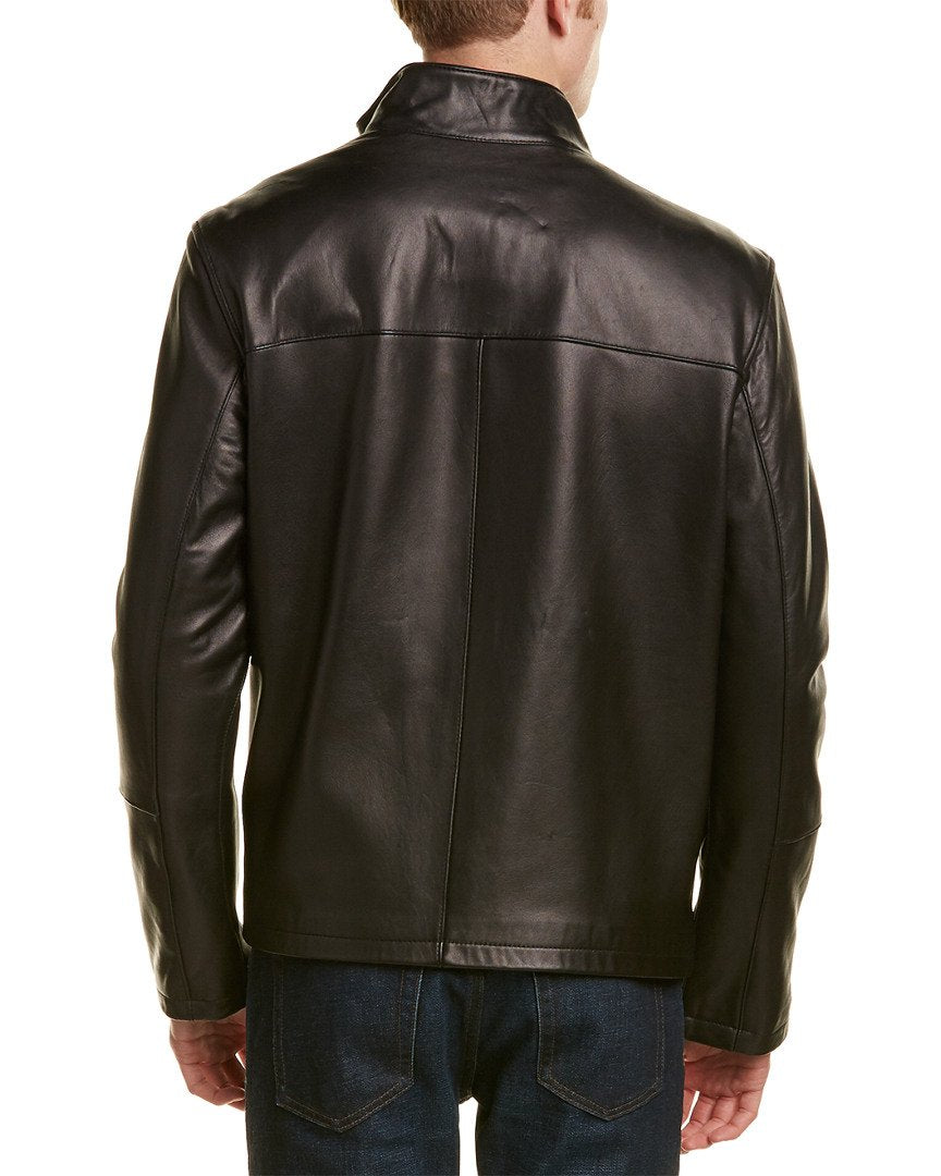 Cole Haan Men's Smooth Leather Moto Jacket