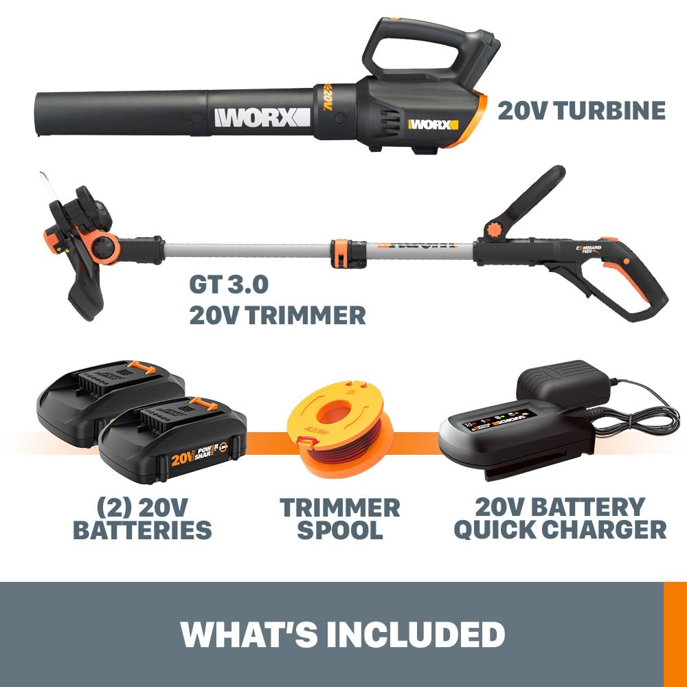 Worx String Trimmer Cordless GT3.0 20V PowerShare 12" Edger & Weed Trimmer