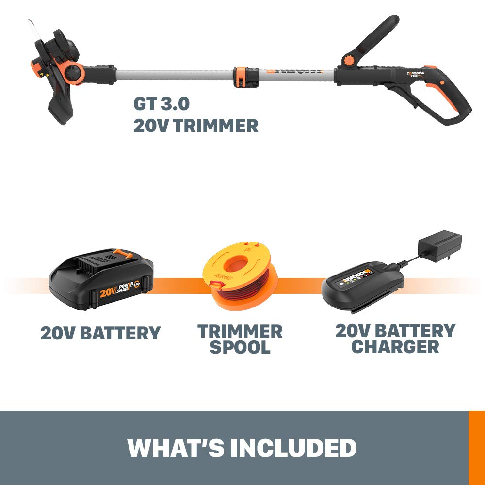 Worx String Trimmer Cordless GT3.0 20V PowerShare 12" Edger & Weed Trimmer