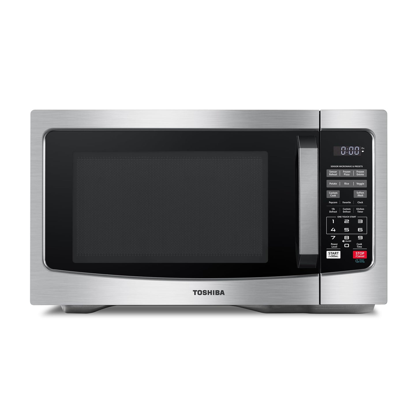 TOSHIBA EM131A5C-BS Countertop Microwave Ovens 1.2 Cu Ft, 12.4" Removable Turntable Smart Humidity Sensor 12 Auto Menus Mute Function ECO Mode Easy Clean Interior Black Color 1000W