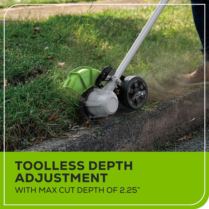 Greenworks 80V All-Terrain Brushless Edger, 8" Steel Blade, 2.25" Pro