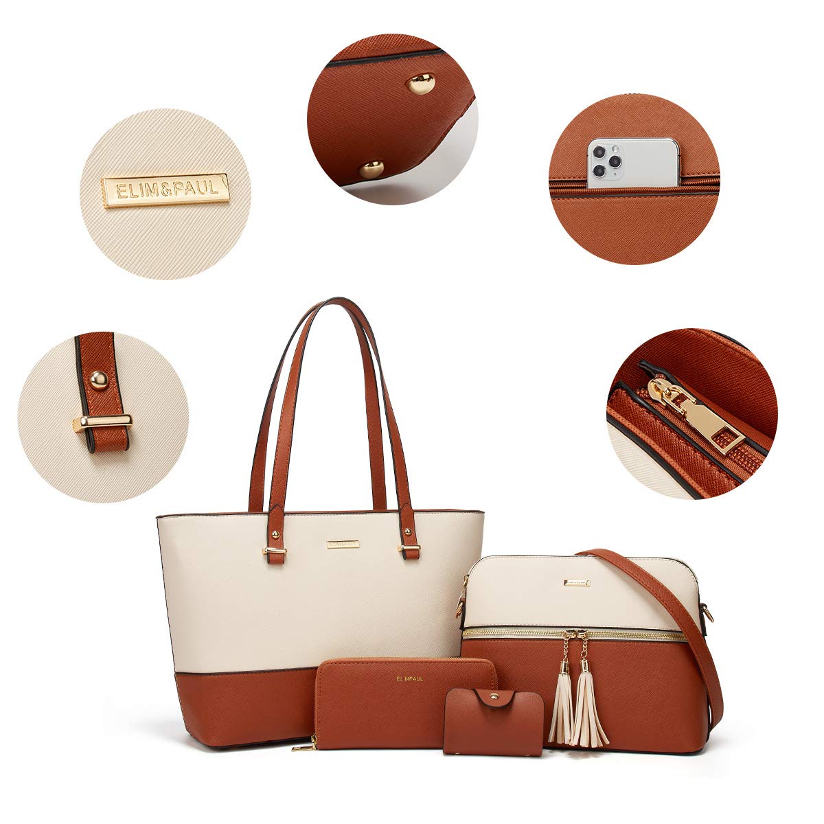 Women Fashion Synthetic Leather Handbags Set 4pcs