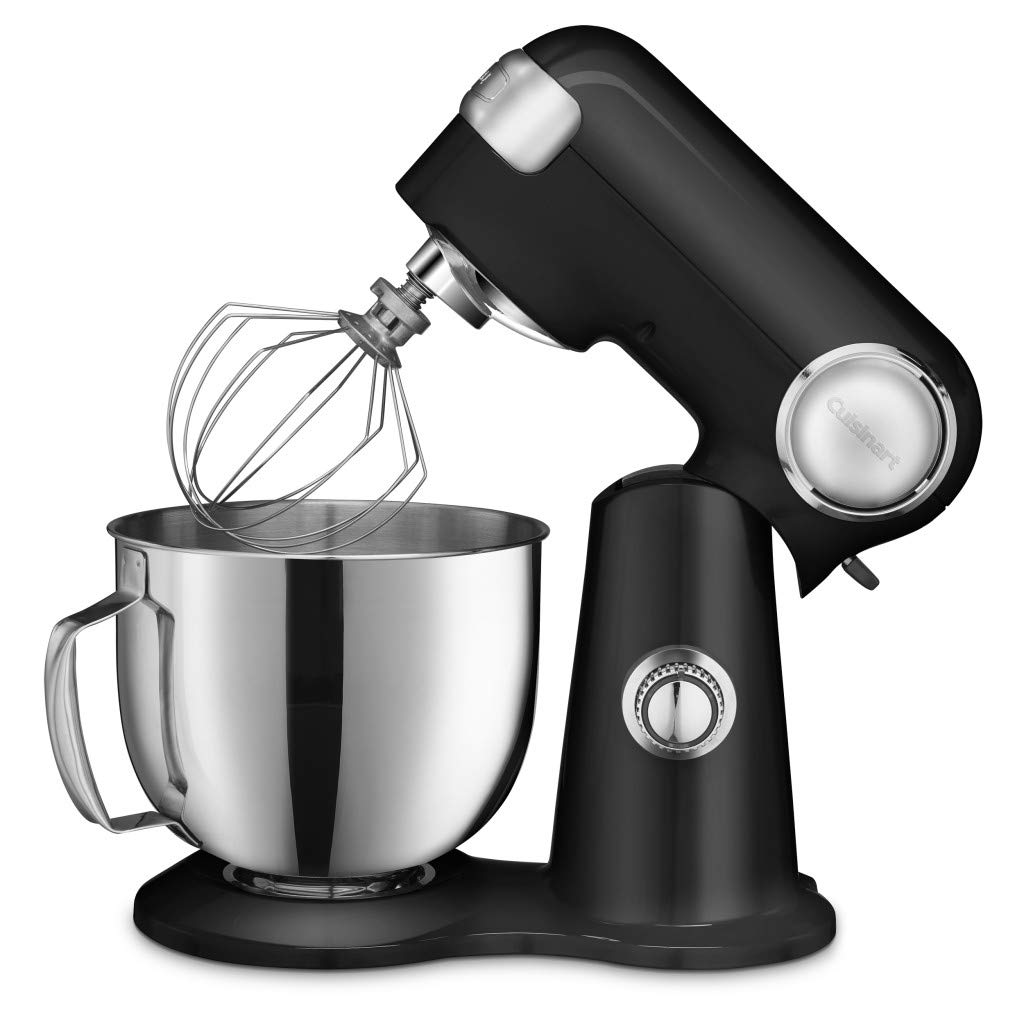 Cuisinart Stand Mixer, 12 Speeds, 5.5-Quart Mixing Bowl, Chef's Whisk, Flat Mixing Paddle, Dough Hook, and Splash Guard with Pour Spout, Silver Lining, SM-50BC, Silver Lining