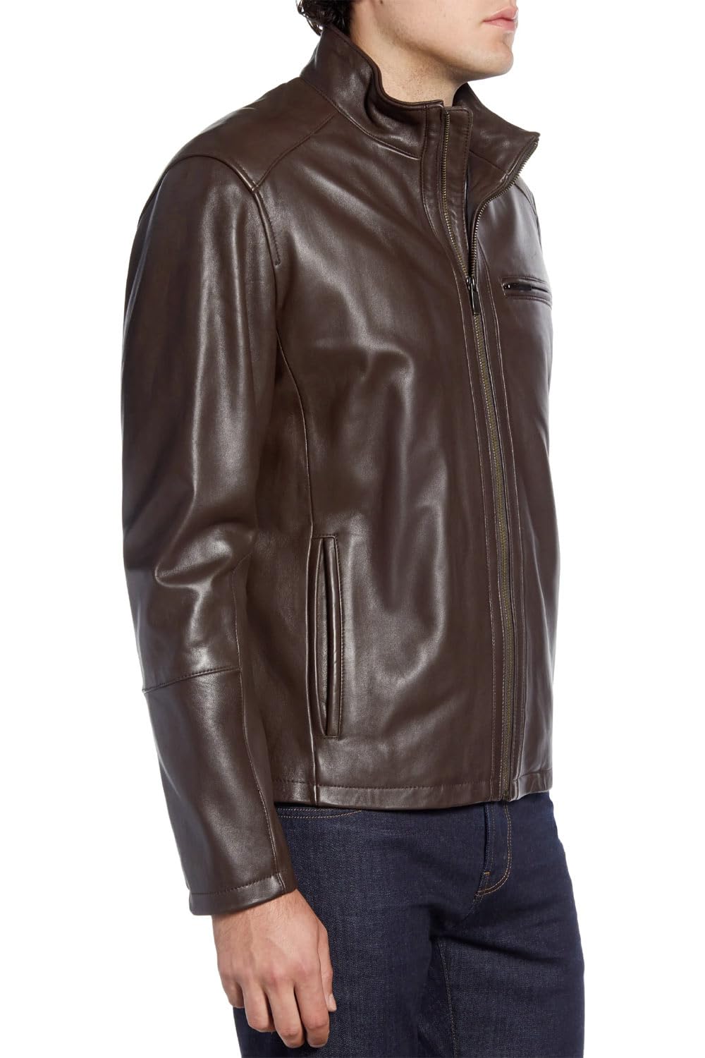 Cole Haan Men's Smooth Leather Moto Jacket