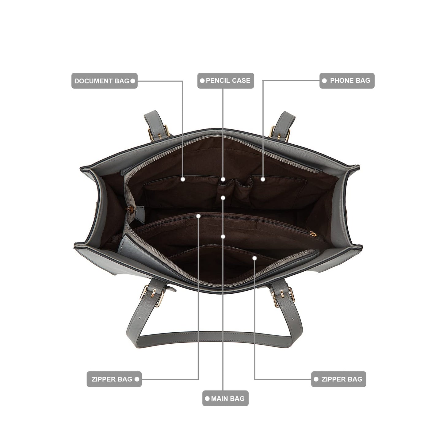 Women Fashion Synthetic Leather Handbags Set 4pcs