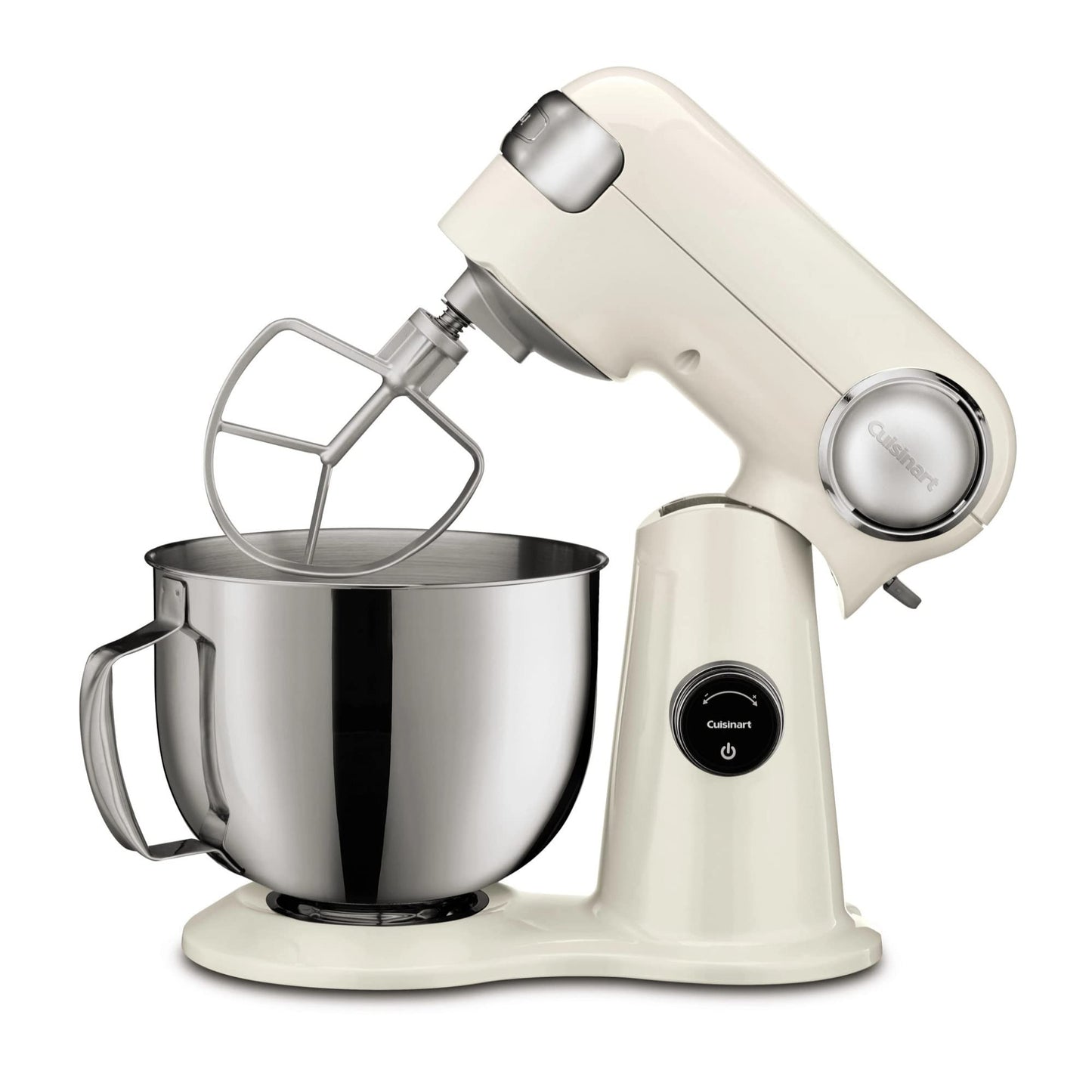 Cuisinart Stand Mixer, 12 Speeds, 5.5-Quart Mixing Bowl, Chef's Whisk, Flat Mixing Paddle, Dough Hook, and Splash Guard with Pour Spout, Silver Lining, SM-50BC, Silver Lining