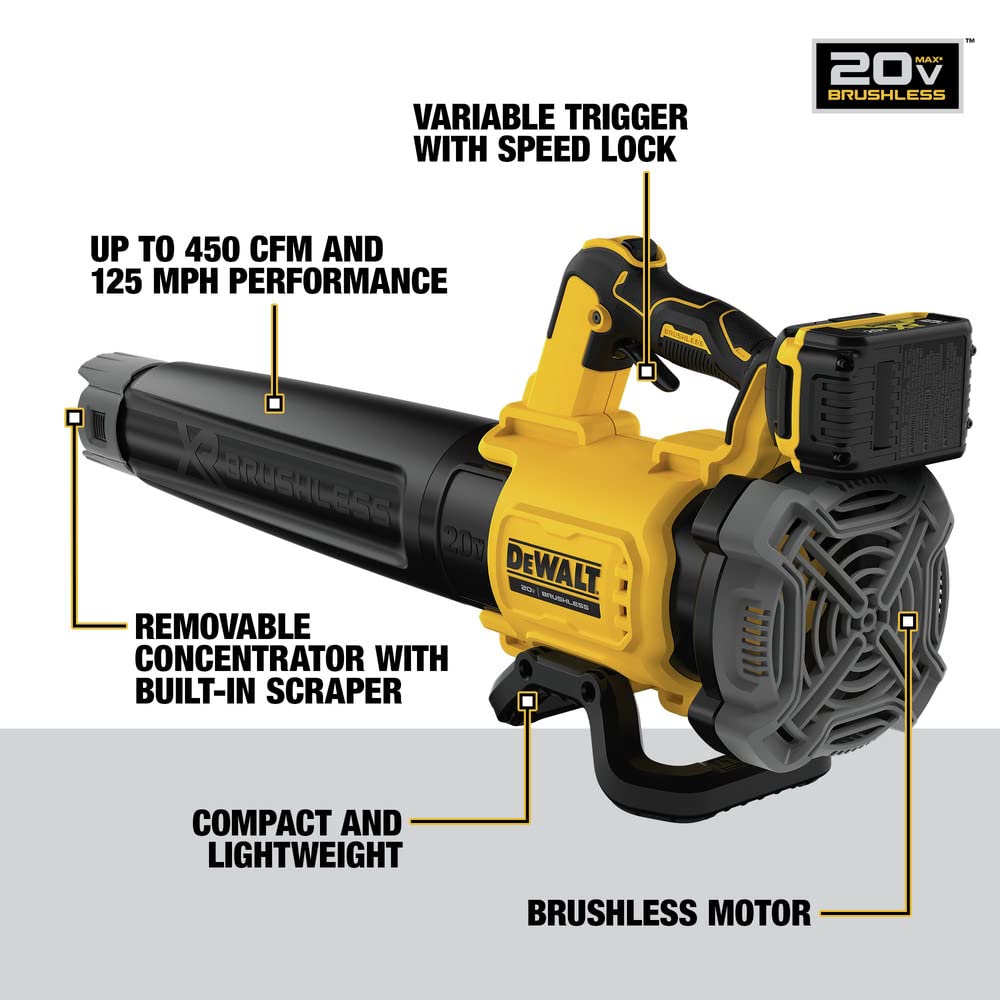 DEWALT 20V MAX* XR Leaf Blower, 125-MPH, 450-CFM (DCBL722P1)