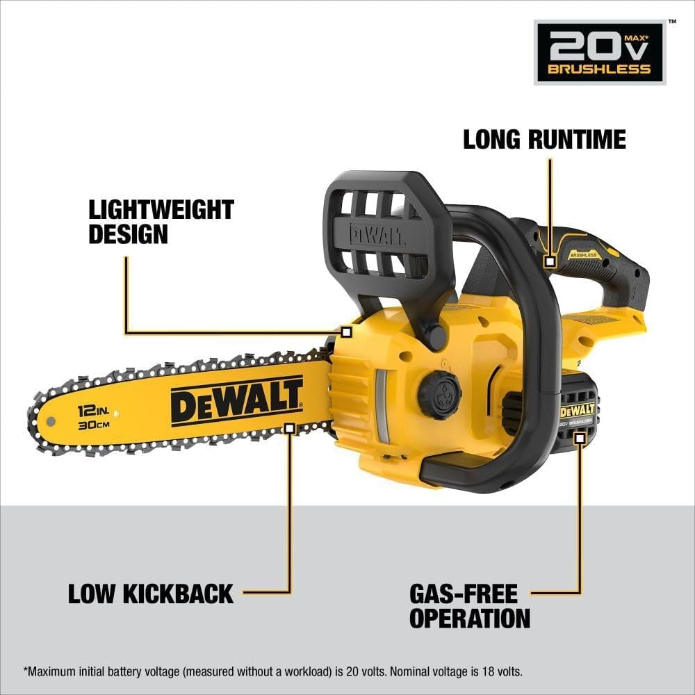 DEWALT 20V MAX 12 in. Cordless Chainsaw, Bare Tool Only (DCCS621B)