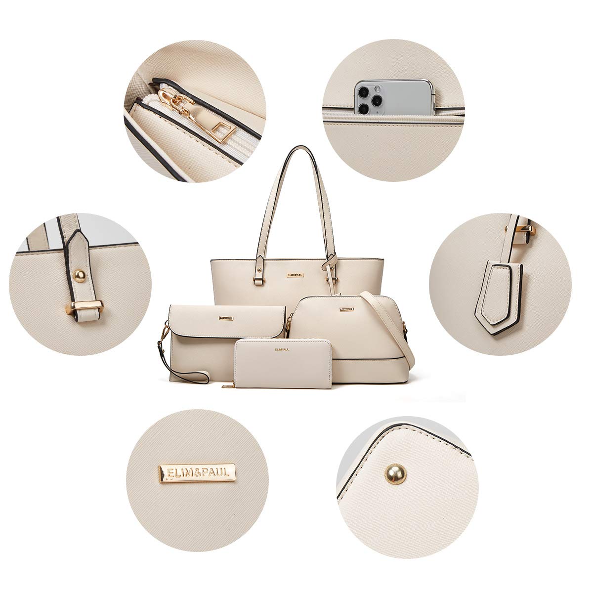 Women Fashion Synthetic Leather Handbags Set 4pcs