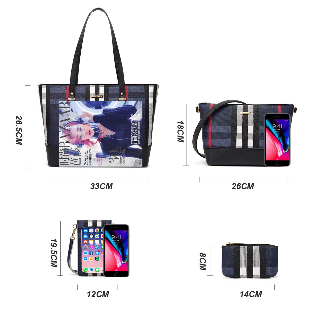 Women Fashion Synthetic Leather Handbags Set 4pcs