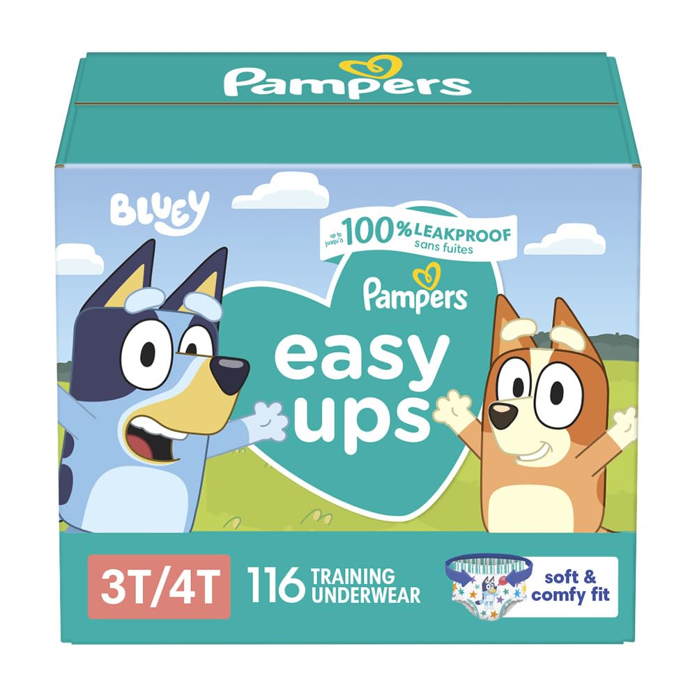 Pampers Training Pants - Easy Ups Boys & Girls Bluey - Size 3T-4T, 124 Count