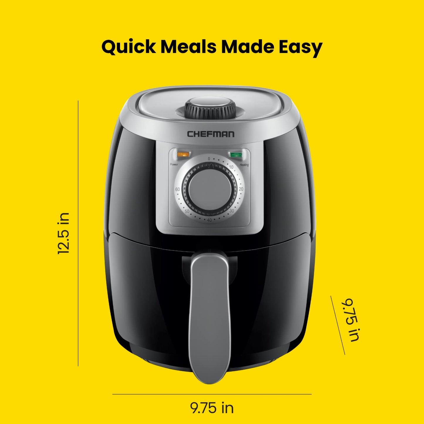 CHEFMAN 2 Qt Mini Air Fryer – Digital Space-Saving Compact Air Fryer with Nonstick and Dishwasher Safe Basket, Quick & Easy Meals in Minutes, Features Digital Timer and Shake Reminder – Black