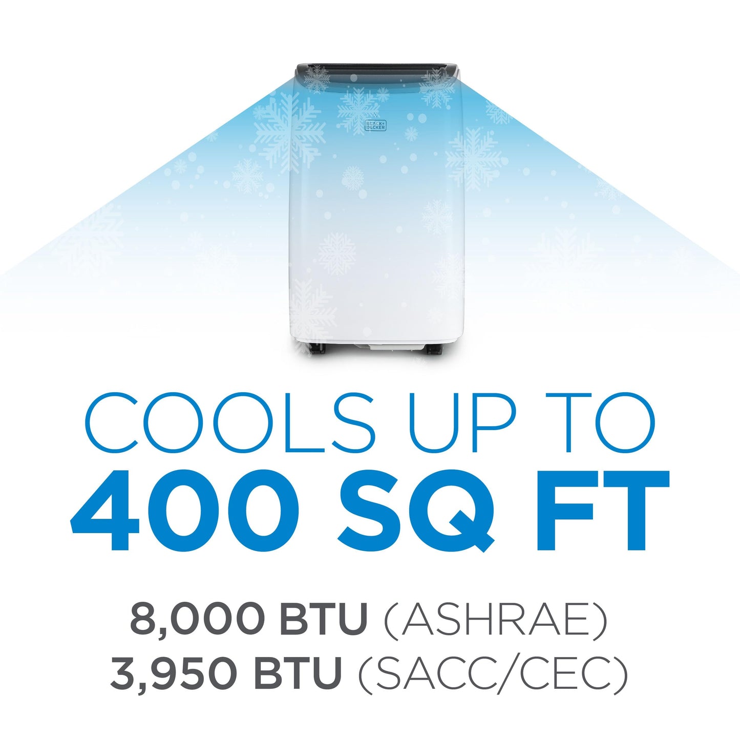 BLACK+DECKER Portable Air Conditioner, 8,000 BTU Rooms up to 400 Sq. Ft