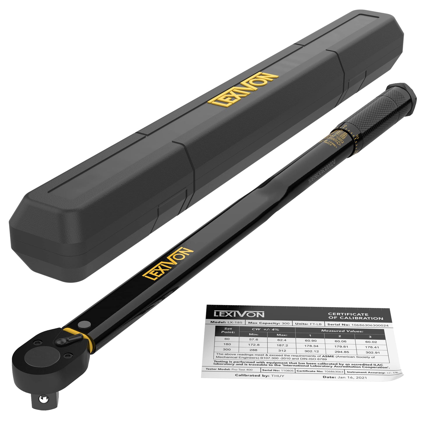 LEXIVON Torque Wrench 1/2-Inch Drive Click 10~150 Ft-Lb/13.6~203.5 Nm (LX-183)
