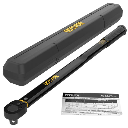 LEXIVON Torque Wrench 1/2-Inch Drive Click 10~150 Ft-Lb/13.6~203.5 Nm (LX-183)