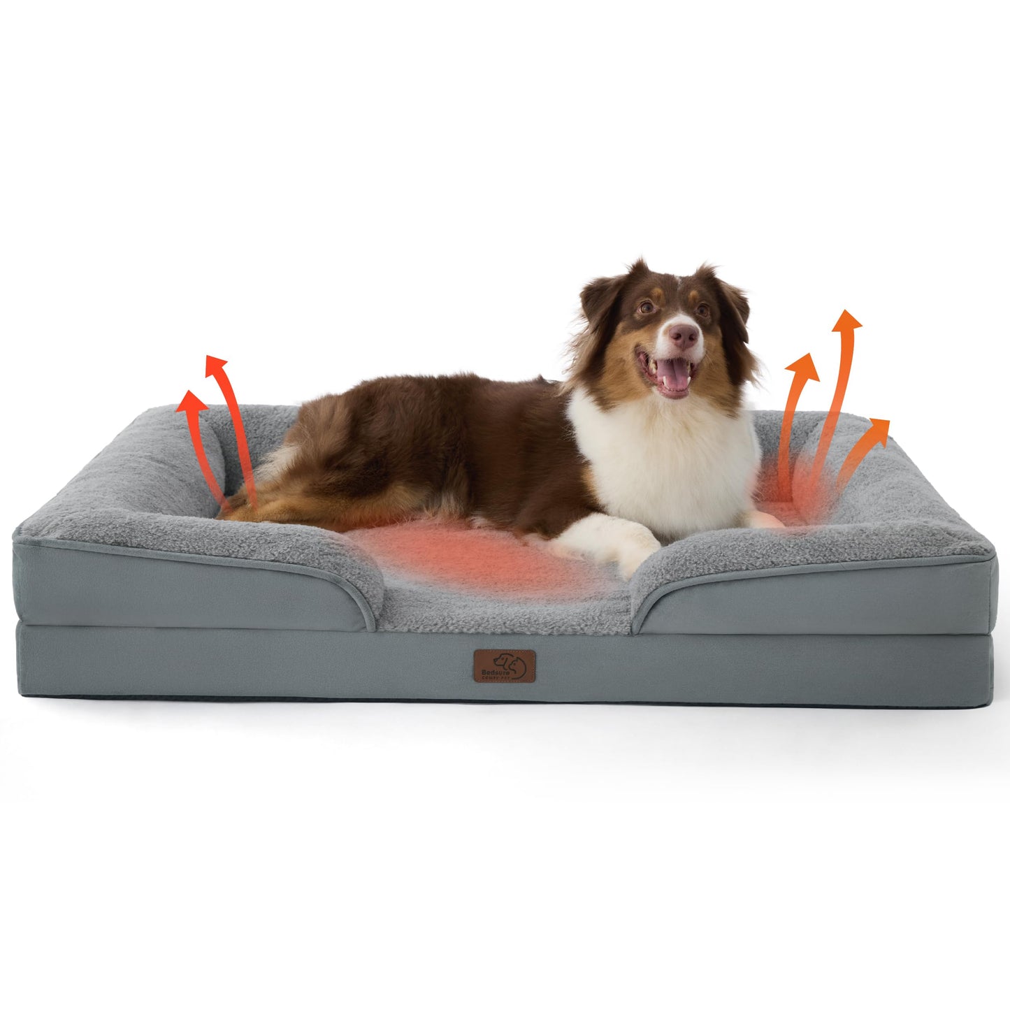 Bedsure Orthopedic Dog Beds Large Sized Dog - Washable Large Dog Cat Bed Waterproof, Comfort Dogs Couch Sofa with Washable Removable Cover, Pet Bed with Nonskid Bottom, Grey, 35"