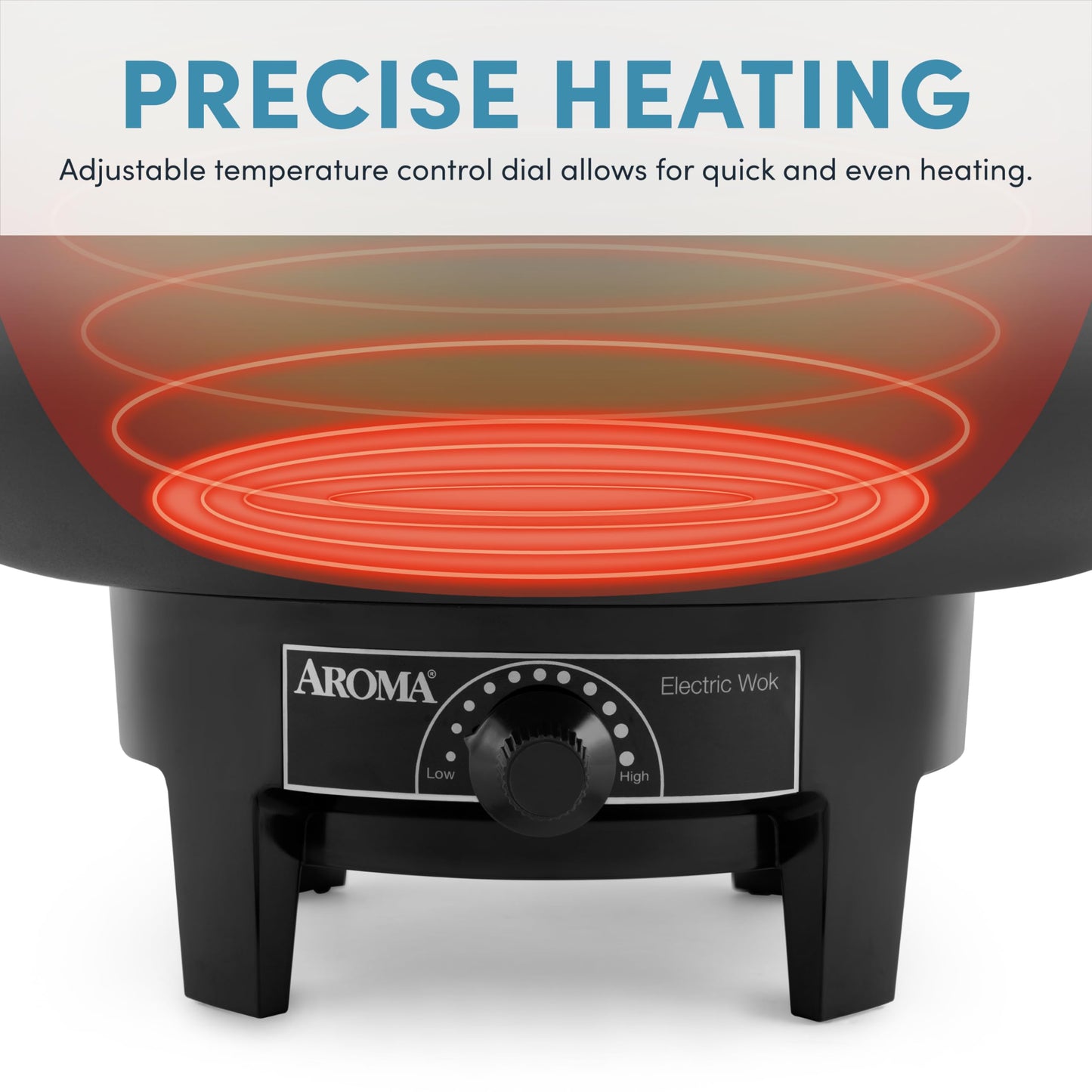 Aroma Housewares AEW-306 Electric Wok with Tempered Glass Lid Easy Clean Nonstick, Cooking Chopsticks, Tempura and Steaming Racks, Professional Model, Black