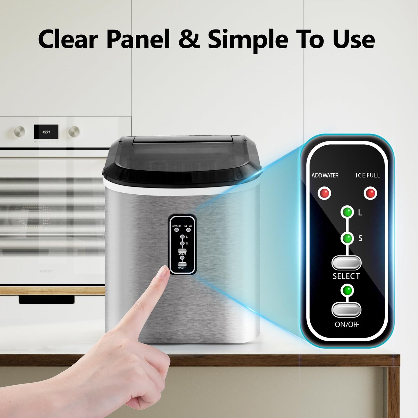 EUHOMY Nugget Ice Maker Countertop with Handle