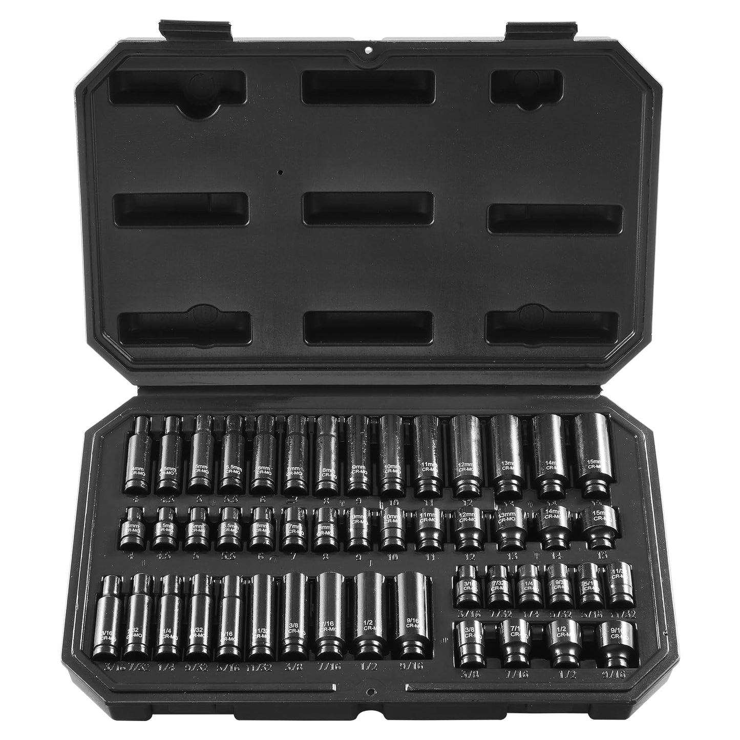 VEVOR 1/2" Drive Impact Socket Set, 65 Piece SAE 3/8" to 1-1/4" and Metric 10-24mm