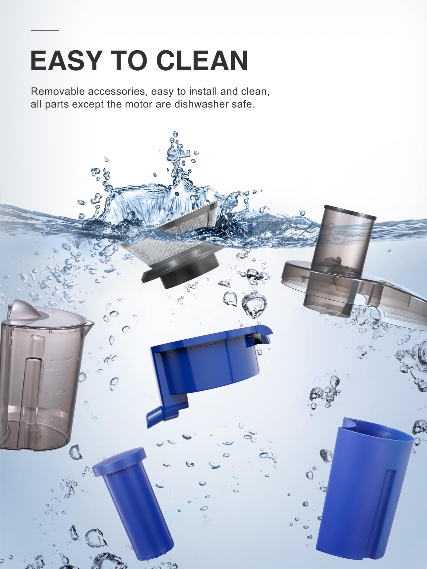 QCen Juicer Machine, 500W Centrifugal Juicer Extractor with Wide Mouth 3” Feed Chute for Fruit Vegetable, Easy to Clean, Stainless Steel, BPA-free (Black)