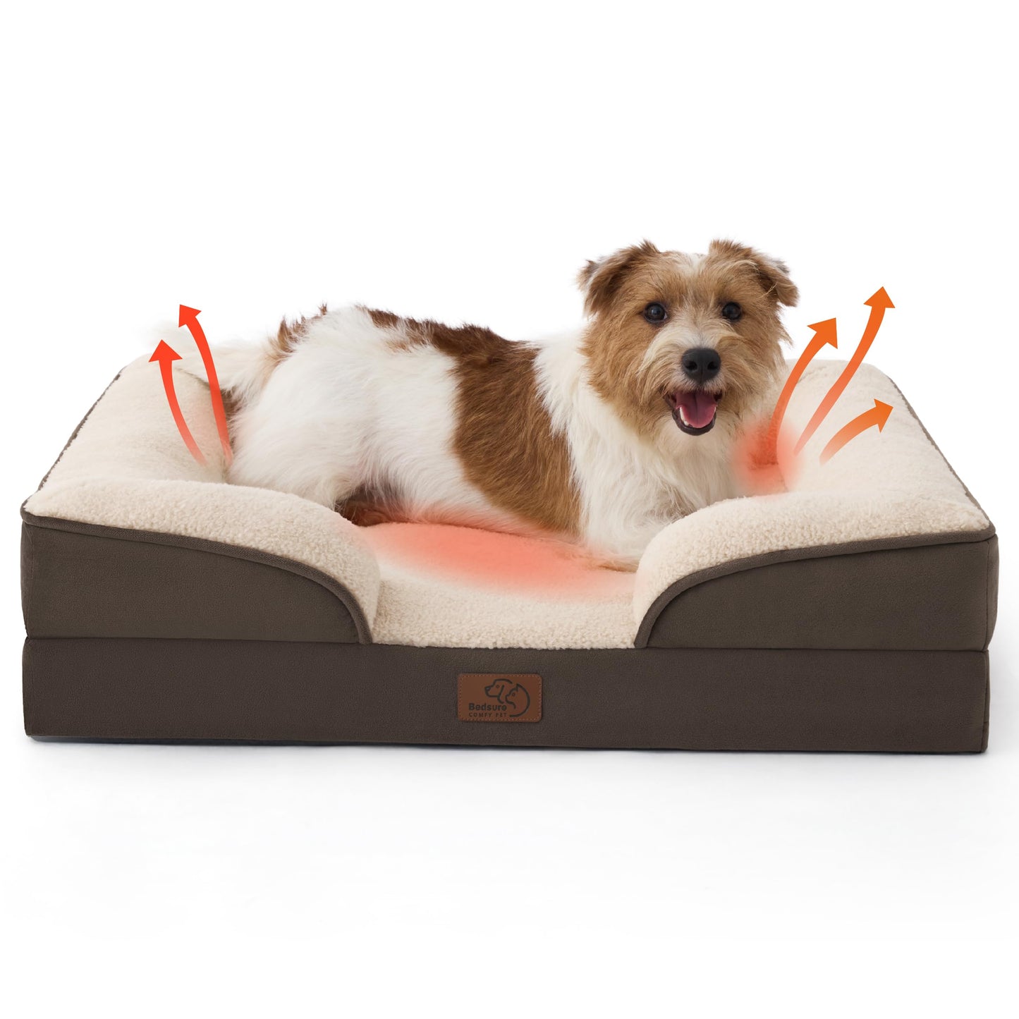 Bedsure Orthopedic Dog Beds Large Sized Dog - Washable Large Dog Cat Bed Waterproof, Comfort Dogs Couch Sofa with Washable Removable Cover, Pet Bed with Nonskid Bottom, Grey, 35"