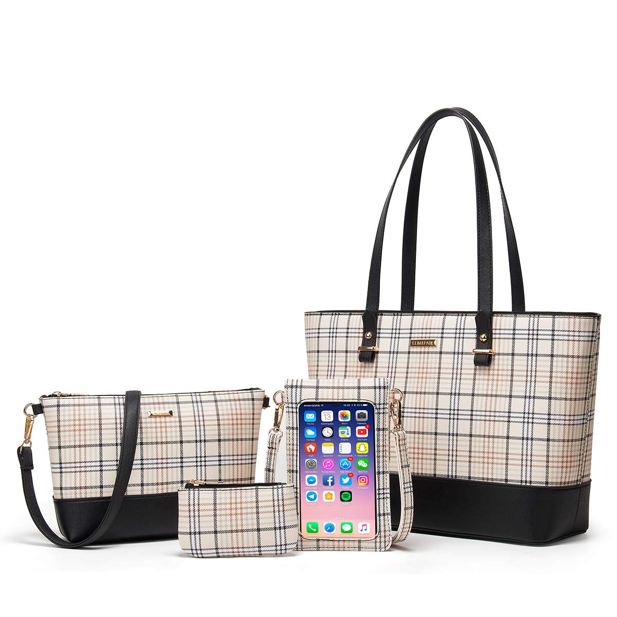 Women Fashion Synthetic Leather Handbags Set 4pcs