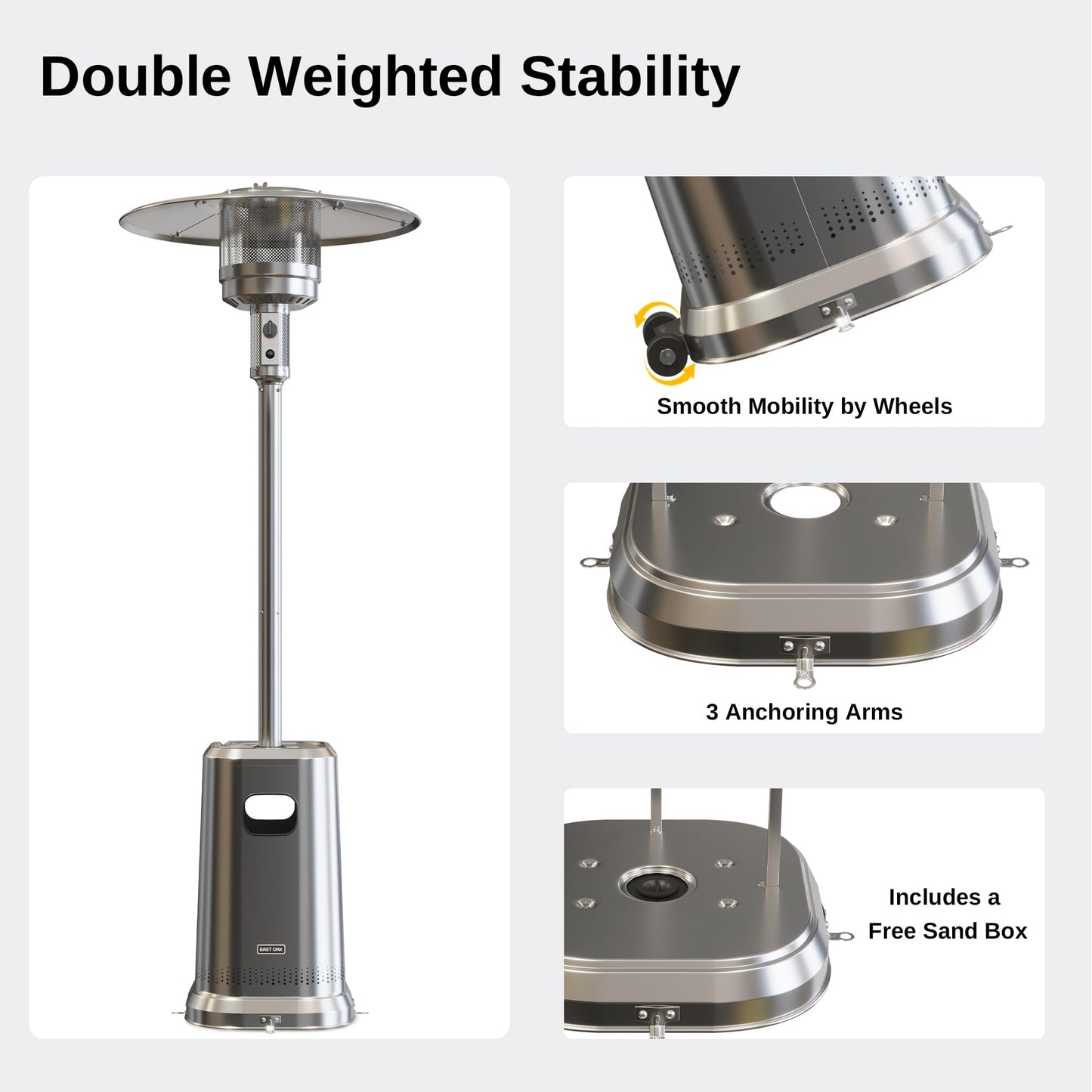 EAST OAK 50,000 BTU Patio Heater with Sand Box, Table Design