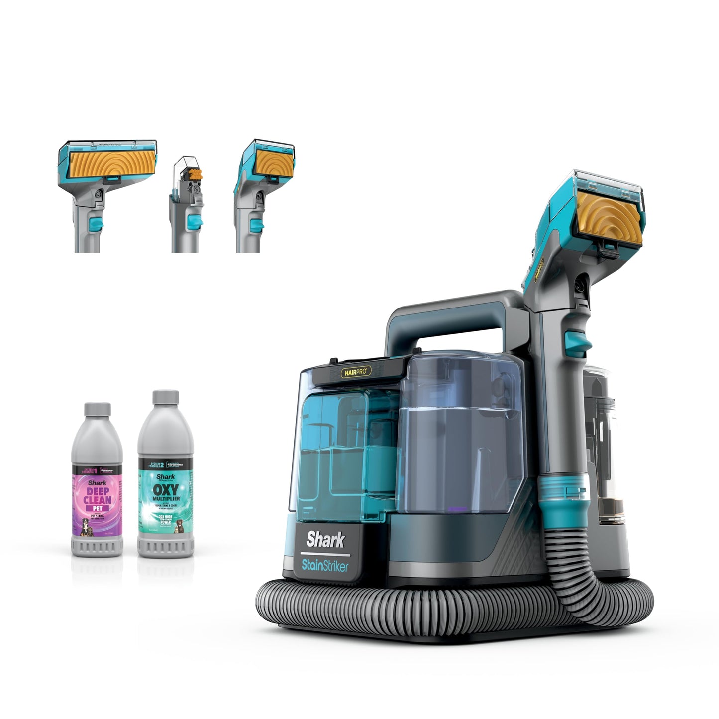 Shark StainStriker Portable Carpet, Upholstery & Area Rug Cleaner with Pet Mess Tool, Stain & Odor Remover, Perfect for Car Interiors, Includes 3 Cleaning Tools & Cleaning Solution, White, PX201