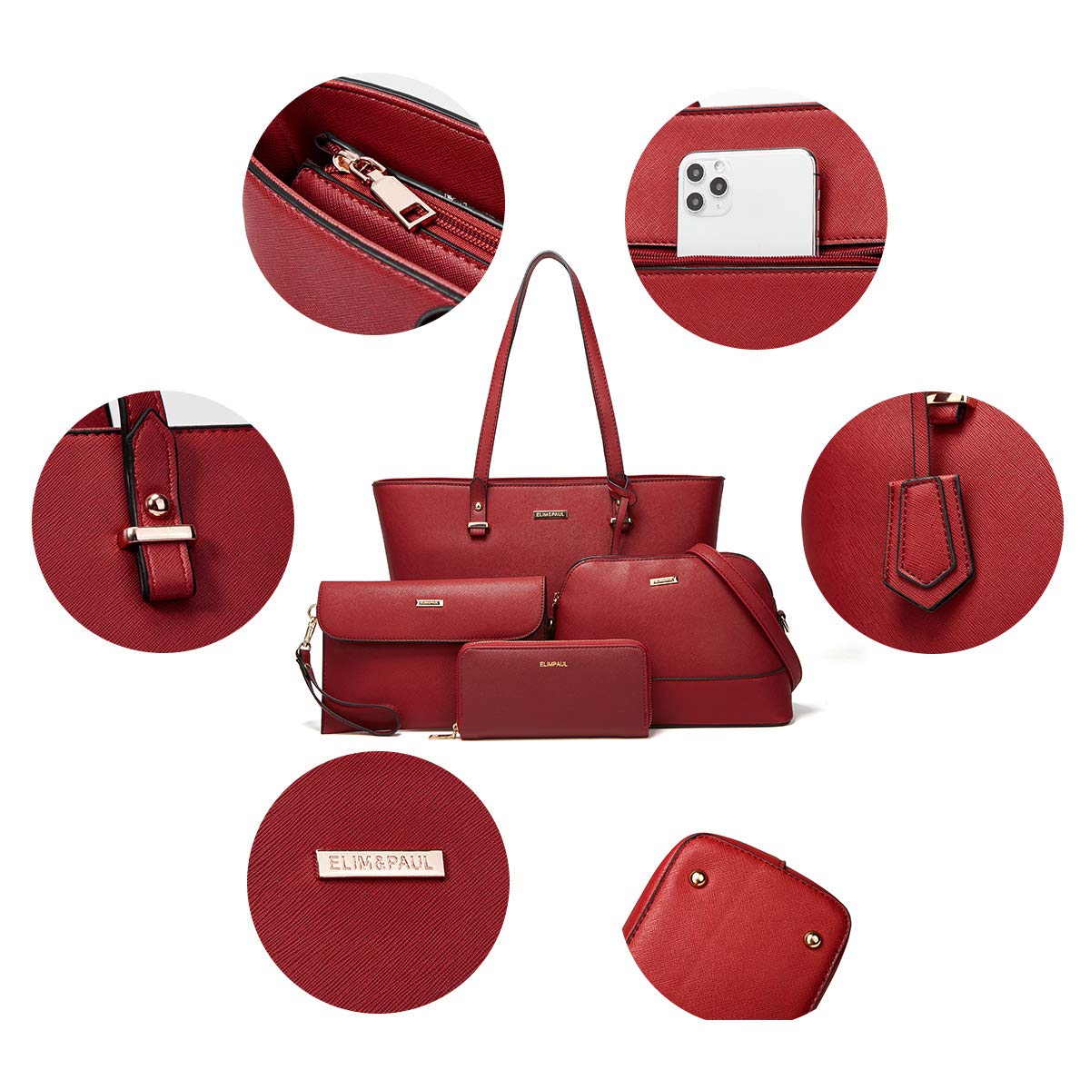 Women Fashion Synthetic Leather Handbags Set 4pcs