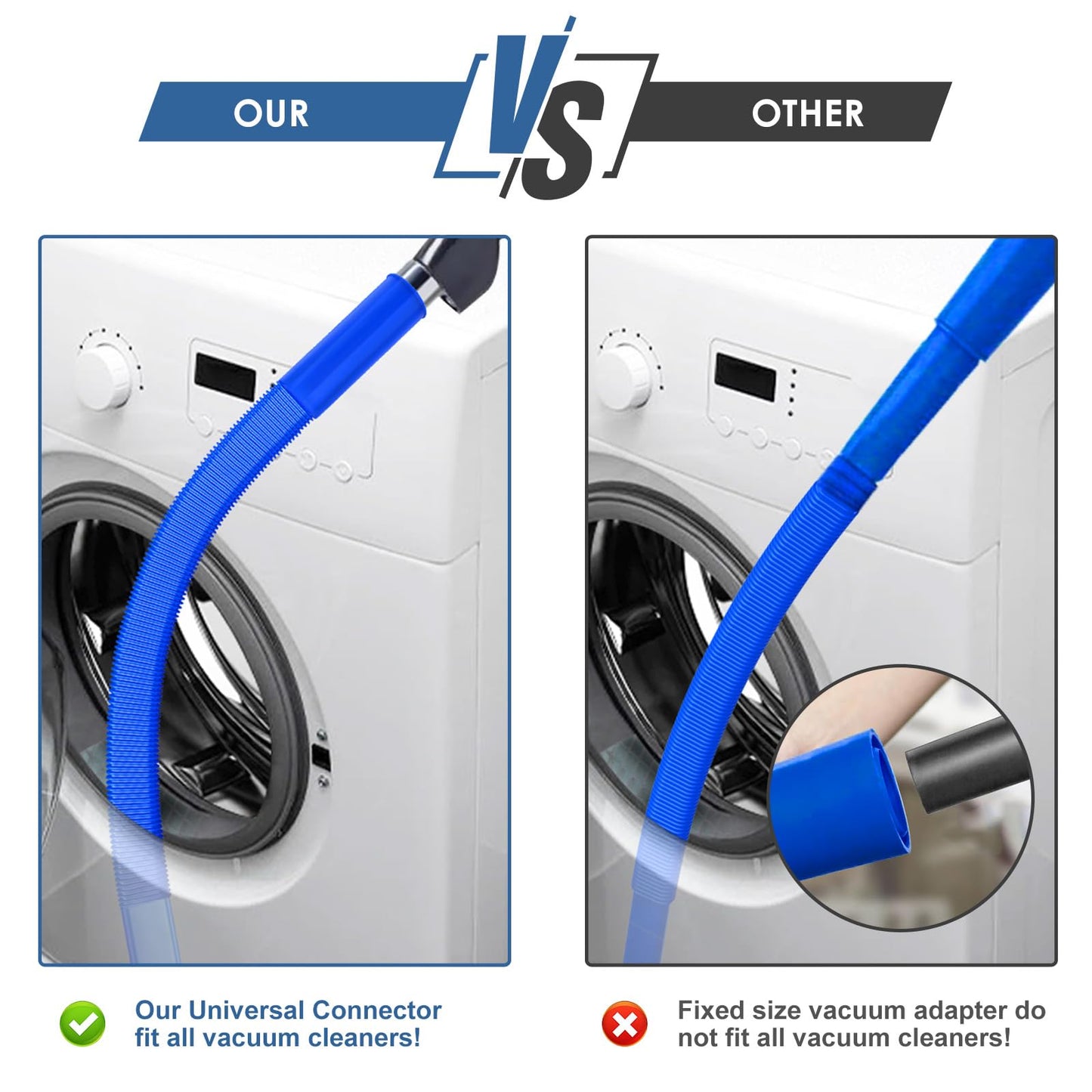 2 Pieces Dryer Vent Cleaner Kit Compatible with Most Vacuum Cleaner, Dryer Lint Brush and Vacuum Hose Attachment with Universal Connector, Quickly Lint Remover