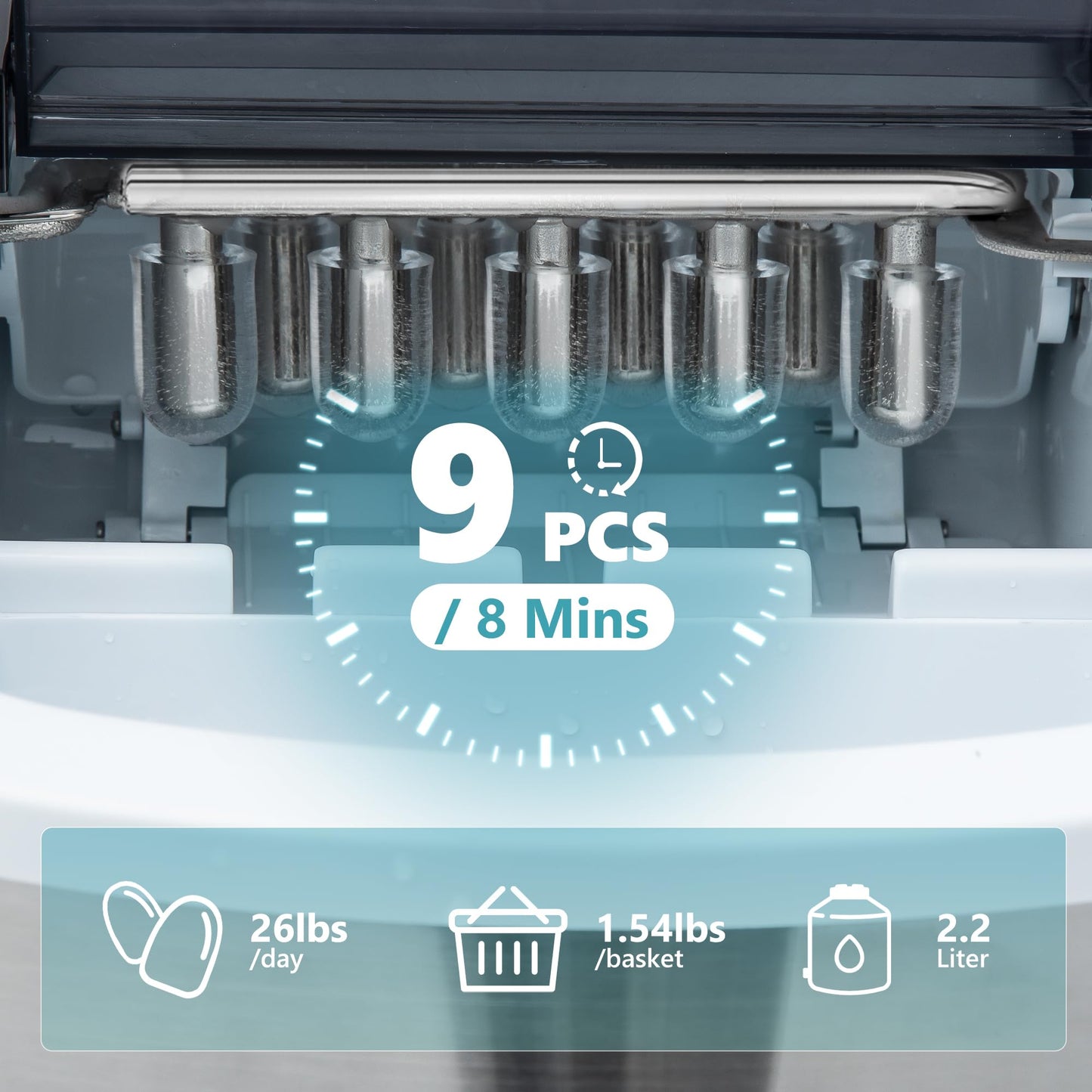 EUHOMY Nugget Ice Maker Countertop with Handle