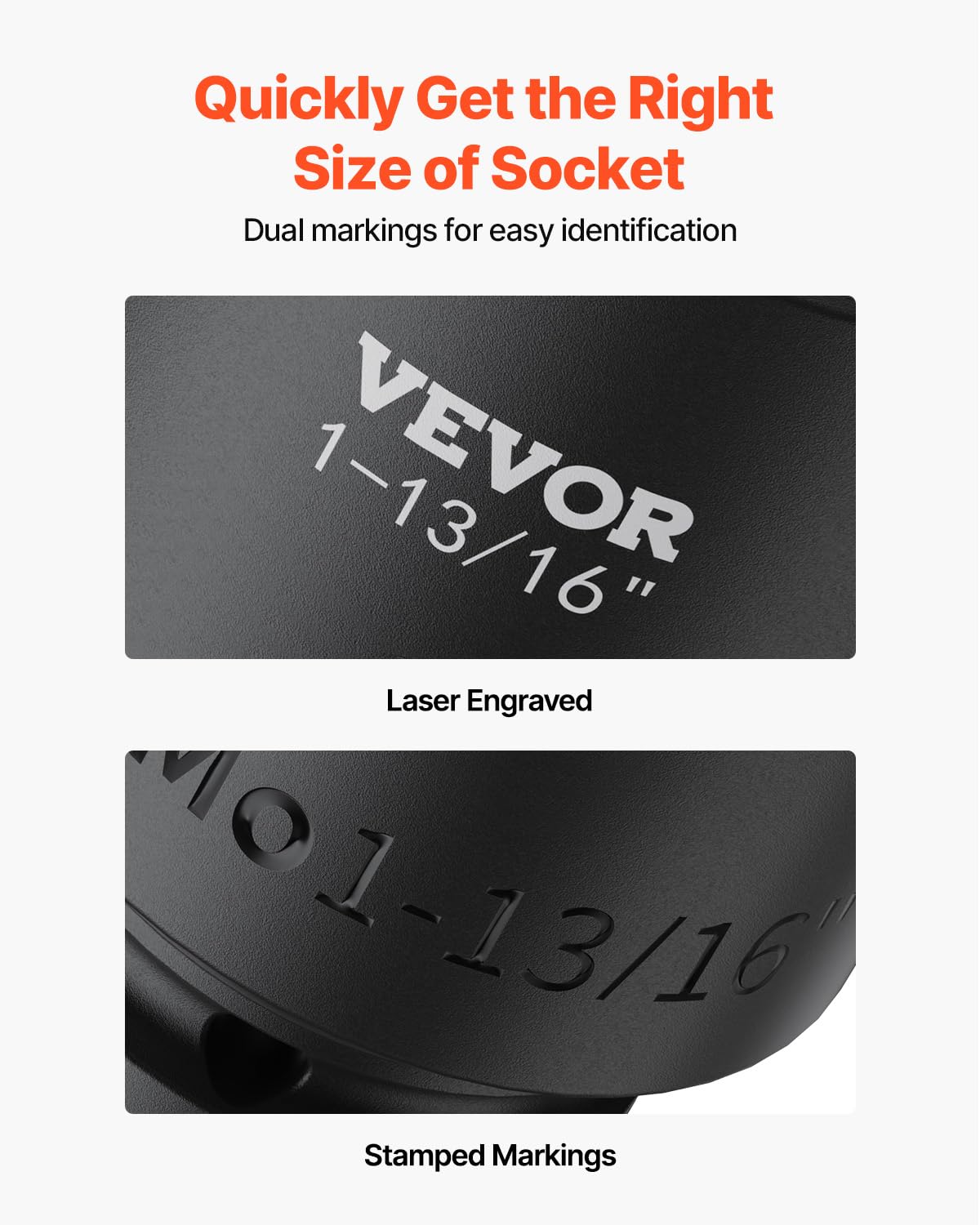 VEVOR 1/2" Drive Impact Socket Set, 65 Piece SAE 3/8" to 1-1/4" and Metric 10-24mm