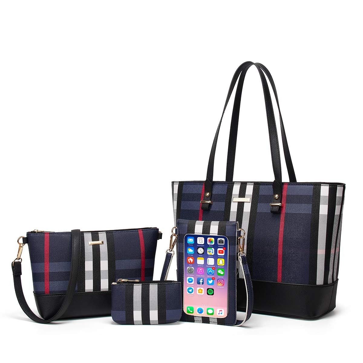 Women Fashion Synthetic Leather Handbags Set 4pcs