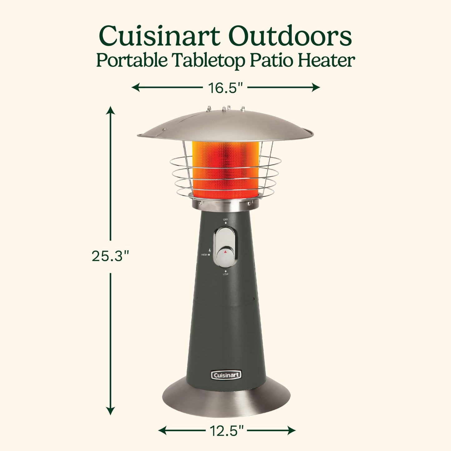 Cuisinart Portable Tabletop Patio Heater, 11,000 BTU Outdoor Propane Heater