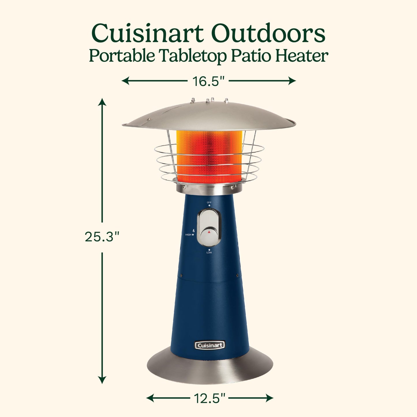 Cuisinart Portable Tabletop Patio Heater, 11,000 BTU Outdoor Propane Heater