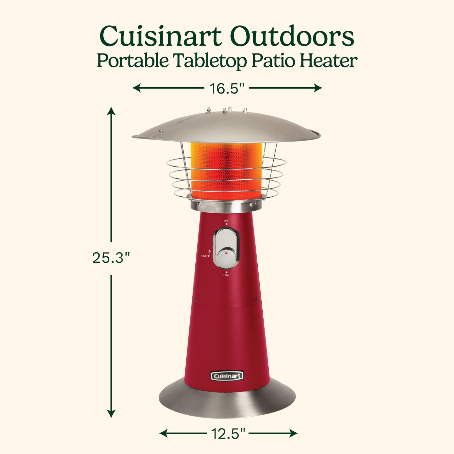 Cuisinart Portable Tabletop Patio Heater, 11,000 BTU Outdoor Propane Heater