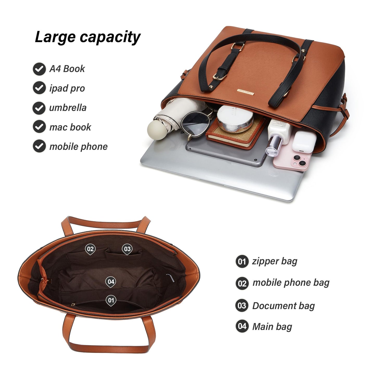 Women Fashion Synthetic Leather Handbags Set 4pcs