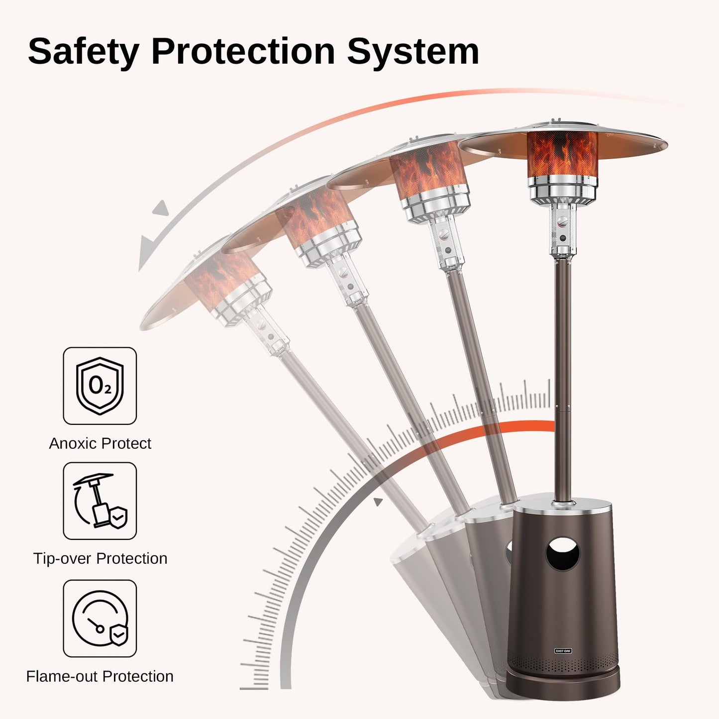 EAST OAK 50,000 BTU Patio Heater with Sand Box, Table Design