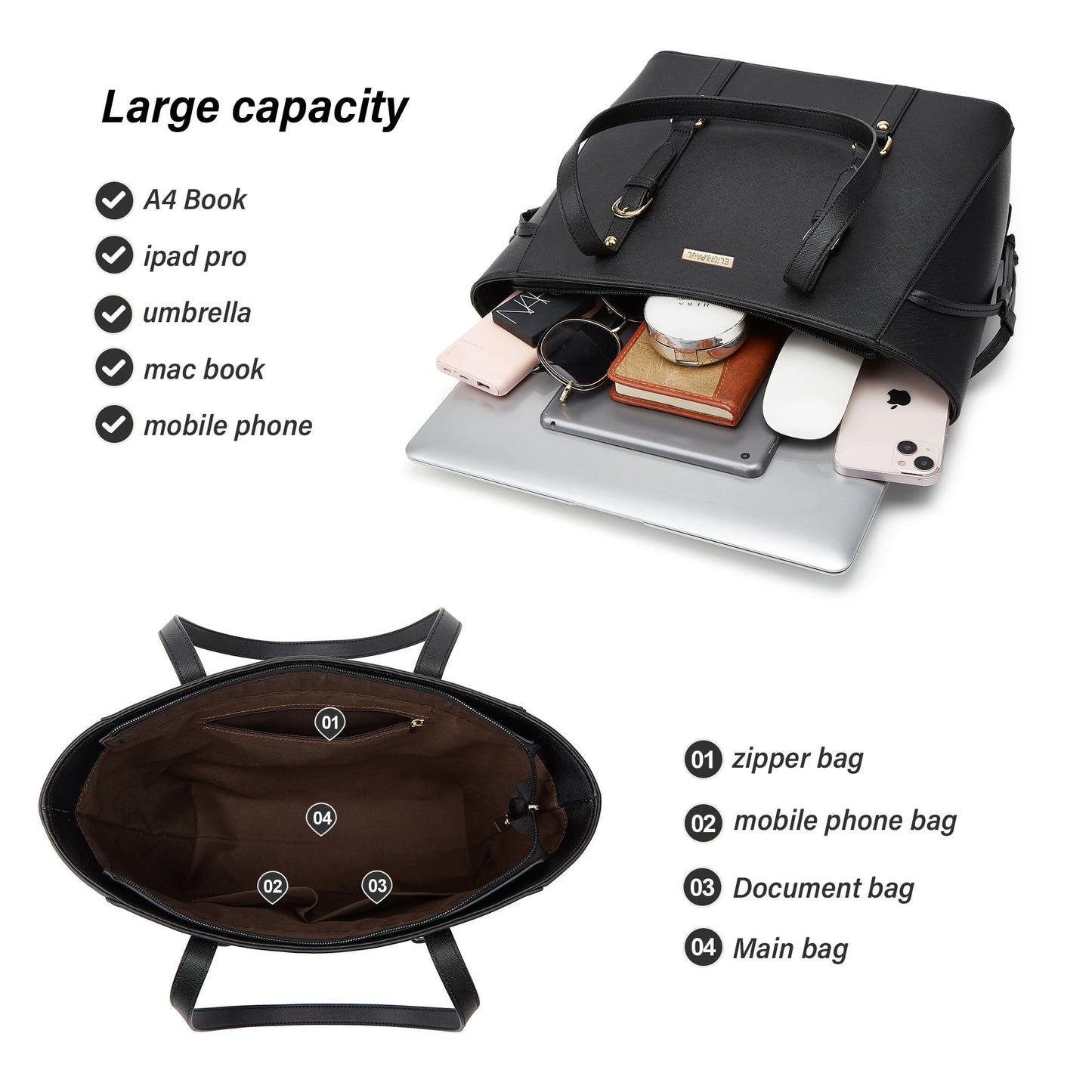 Women Fashion Synthetic Leather Handbags Set 4pcs