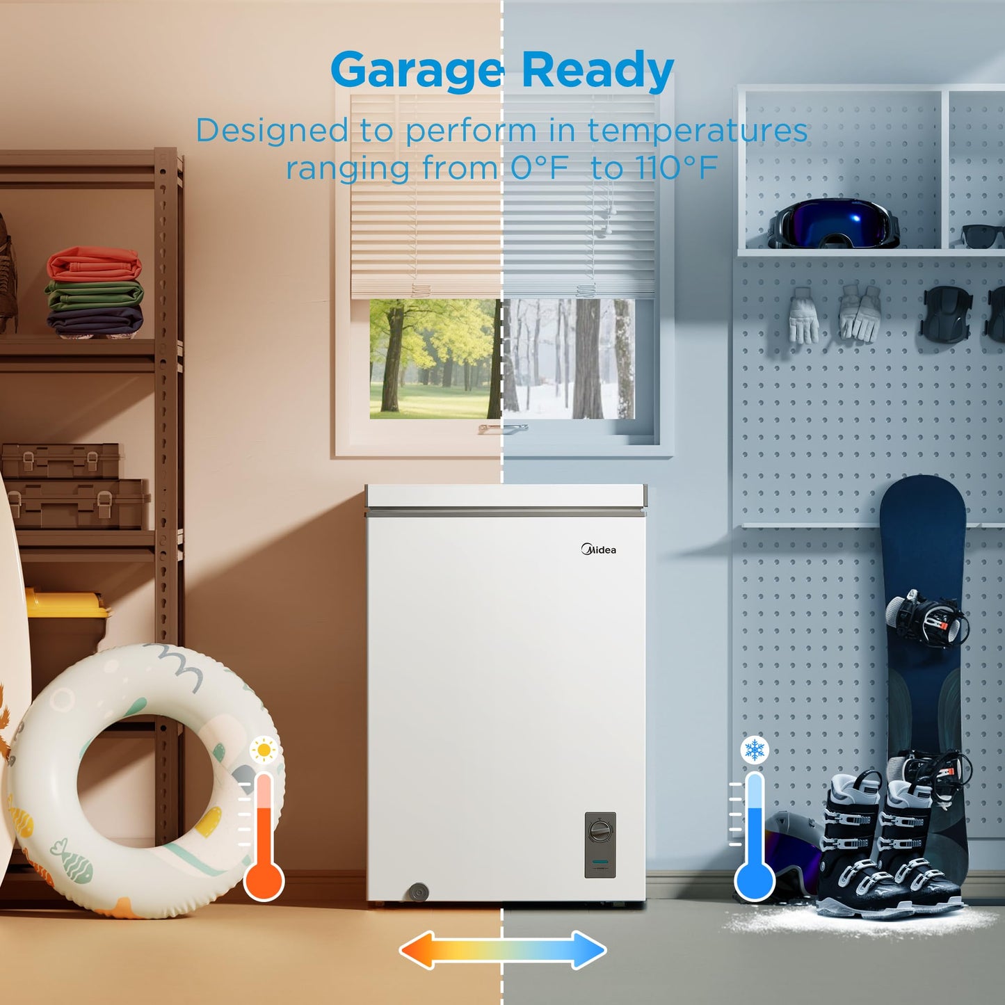 Midea Chest Freezer, 3.5 Cubic Feet Freezer