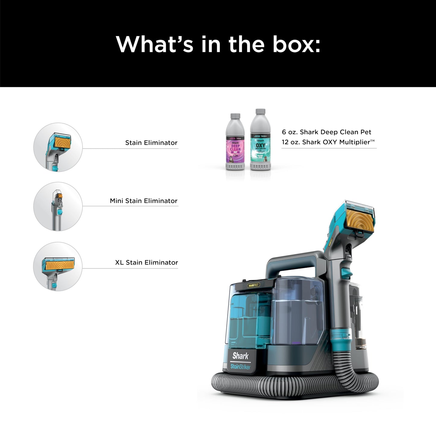 Shark StainStriker Portable Carpet, Upholstery & Area Rug Cleaner with Pet Mess Tool, Stain & Odor Remover, Perfect for Car Interiors, Includes 3 Cleaning Tools & Cleaning Solution, White, PX201