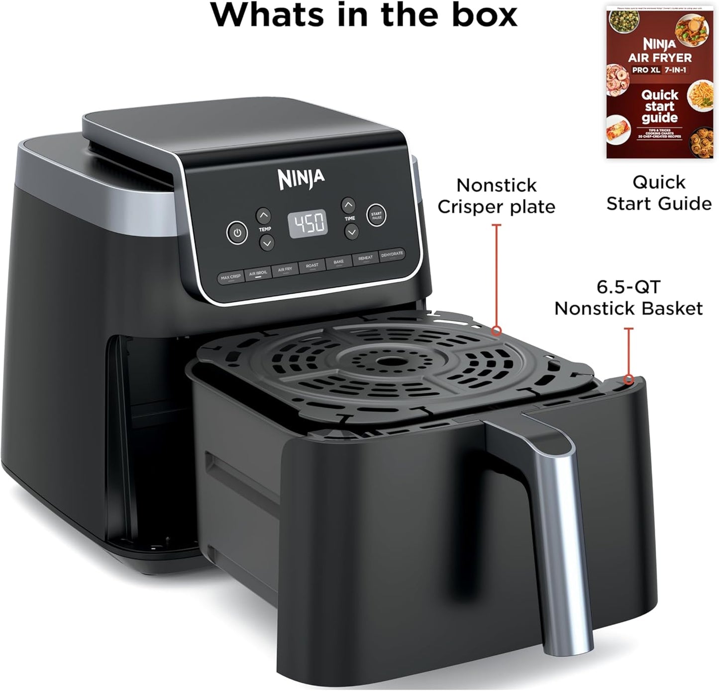 Ninja | Air Fryer | 6.5 QT Pro XL Capacity fits 9lbs
