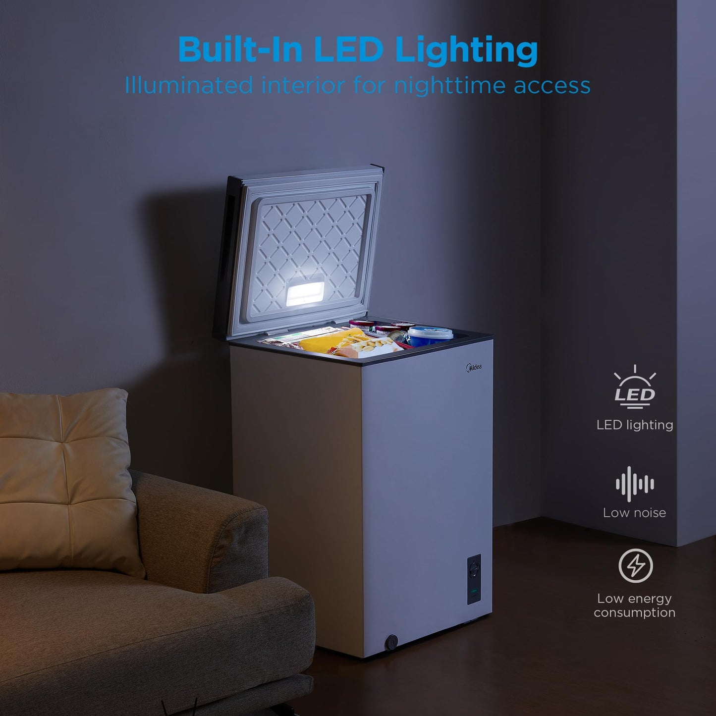 Midea Chest Freezer, 3.5 Cubic Feet Freezer