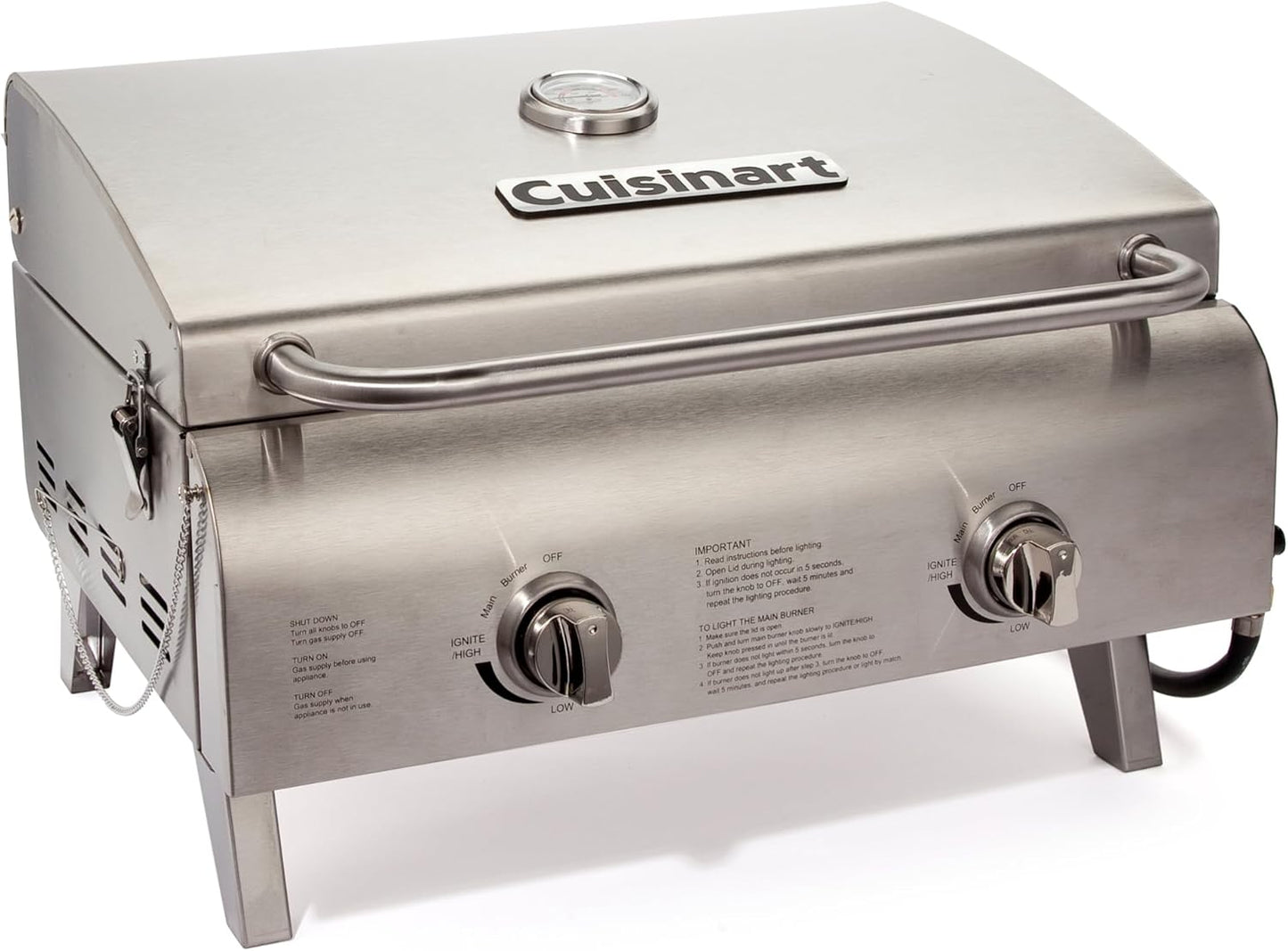 Cuisinart Chef's Style Tabletop Portable Propane Gas Grill, 20,000 BTU