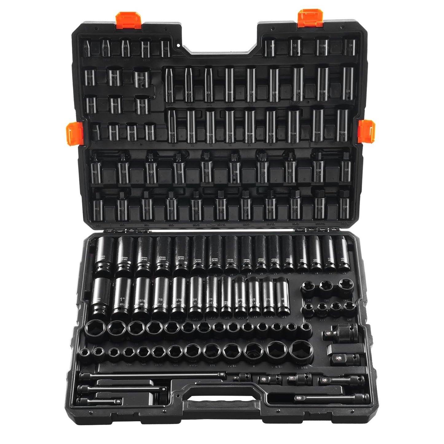 VEVOR 1/2" Drive Impact Socket Set, 65 Piece SAE 3/8" to 1-1/4" and Metric 10-24mm