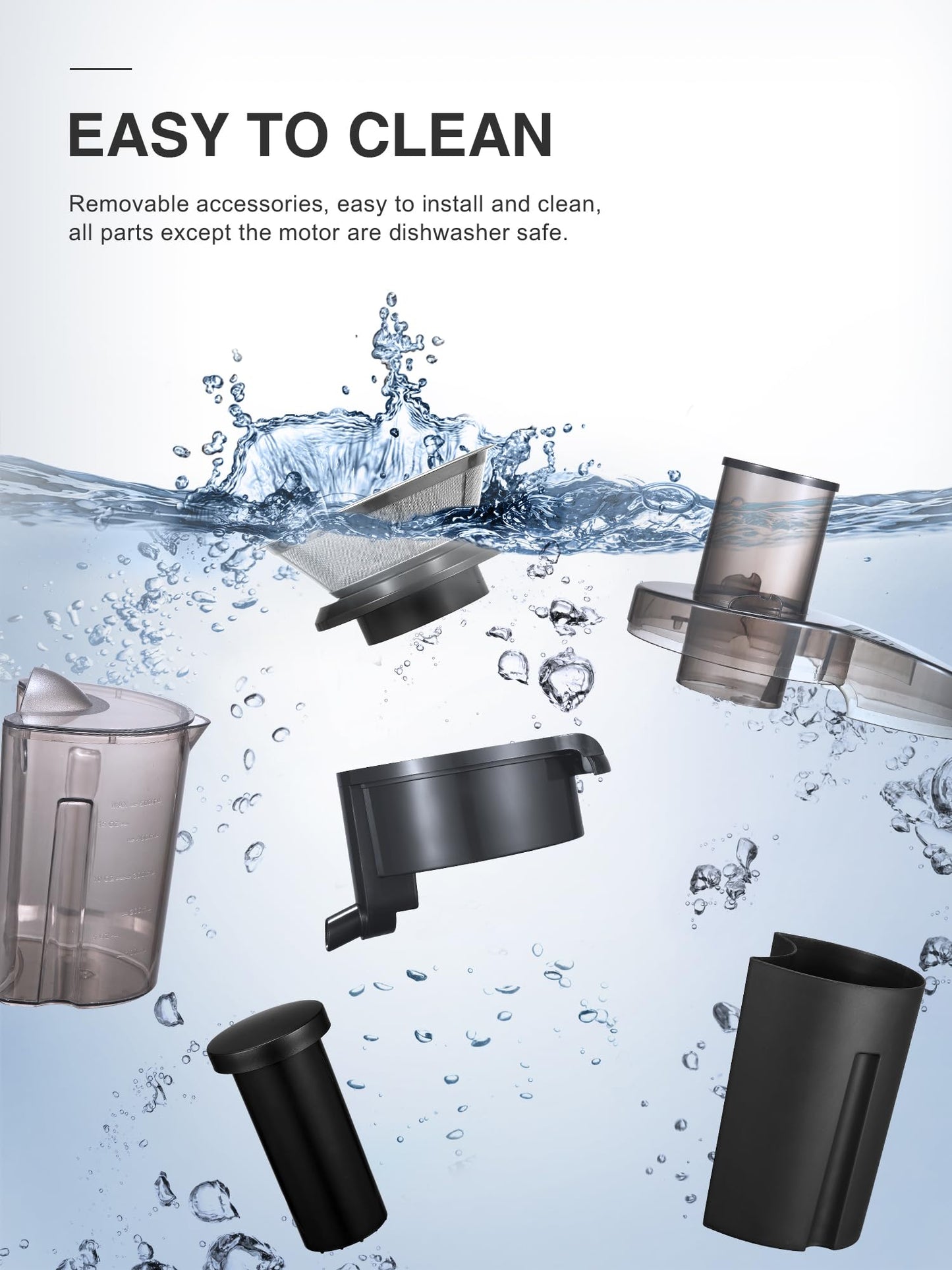 QCen Juicer Machine, 500W Centrifugal Juicer Extractor with Wide Mouth 3” Feed Chute for Fruit Vegetable, Easy to Clean, Stainless Steel, BPA-free (Black)