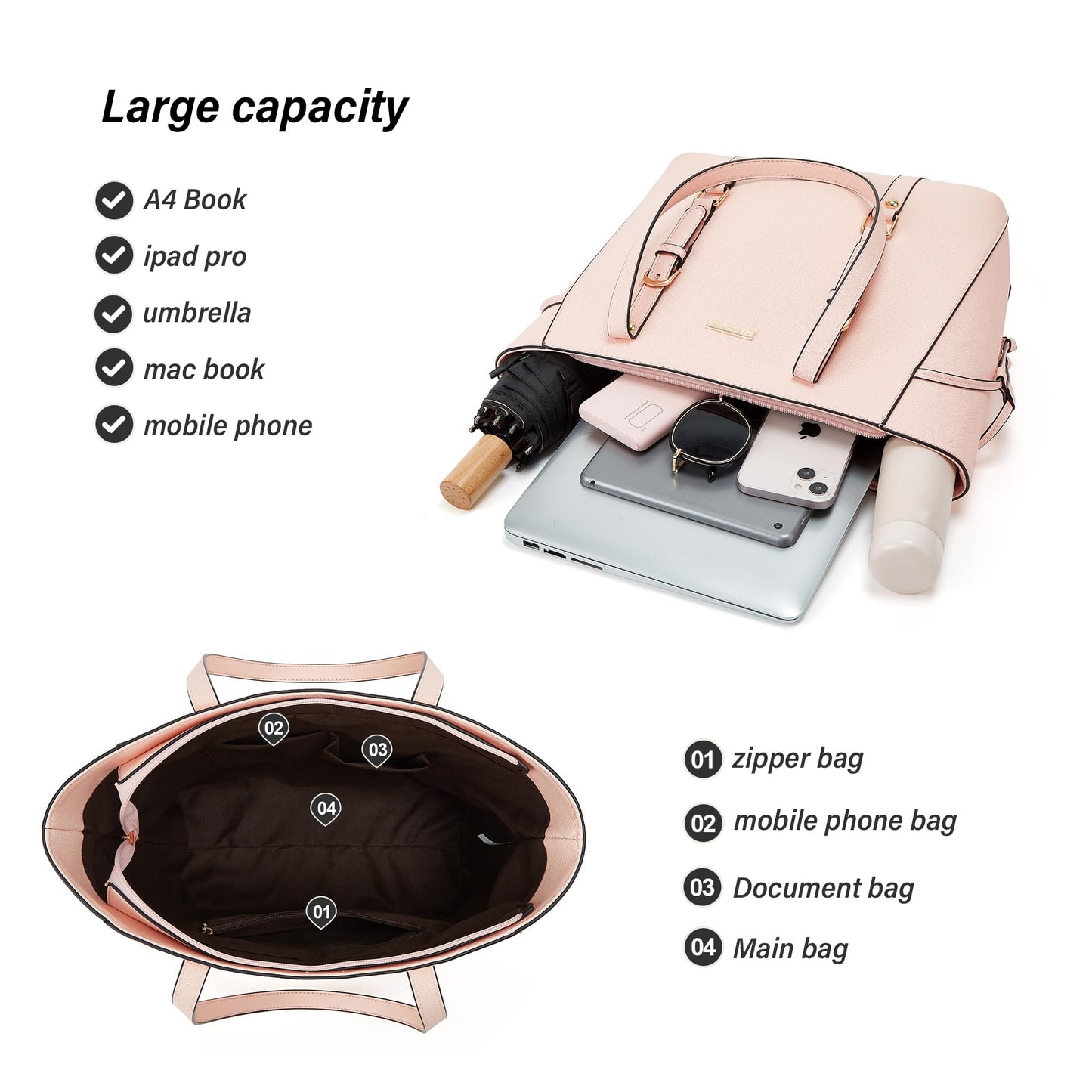 Women Fashion Synthetic Leather Handbags Set 4pcs