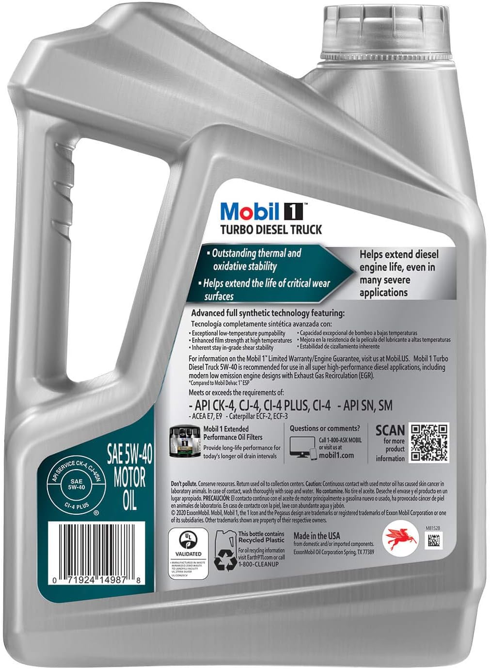 Mobil 1 Turbo Diesel Truck Full Synthetic Motor Oil 5W-40, 1 Gal