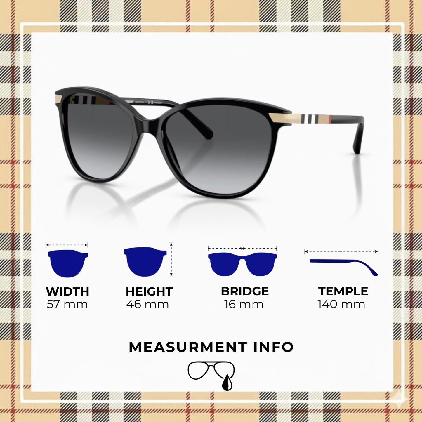 BURBERRY BE4216 Cat eye Shape Acetate Sunglasses with Luxury Eyewear Kit